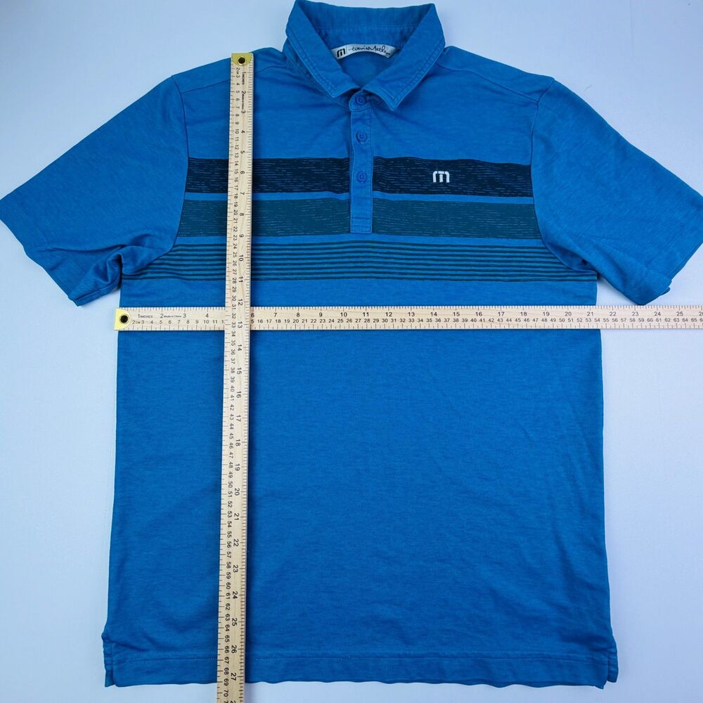 TravisMathew Blue Striped Polo Shirt M Golf Casual Logo - Picture 8 of 10